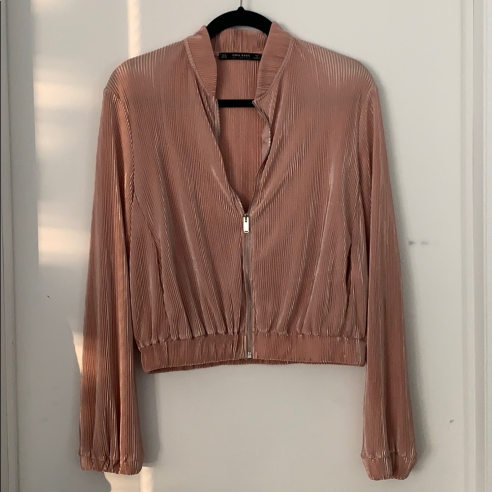 Zara Cropped Dressy Pink Hoodie